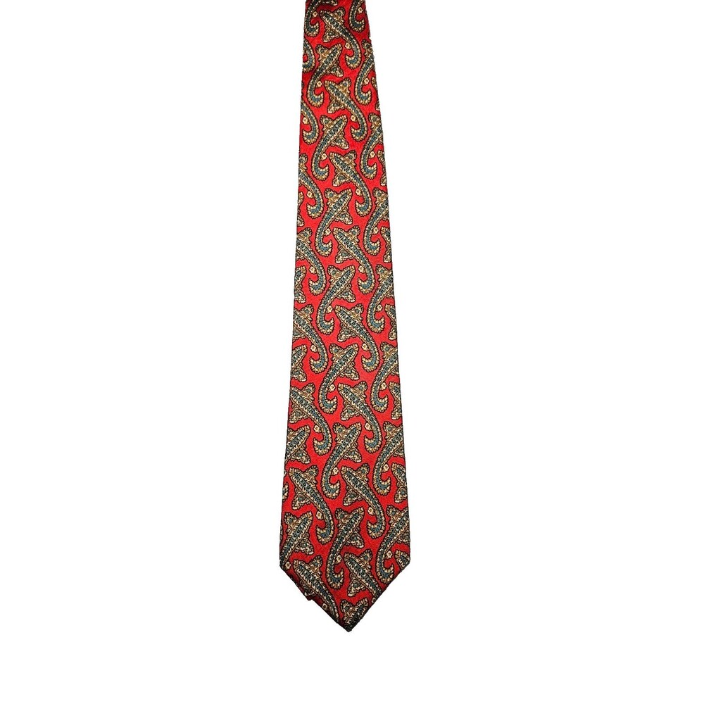 Barneys New York Pure Silk Red Paisley Men's Necktie Made in USA